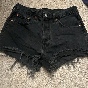 Levi's Black Frayed Jean Shorts